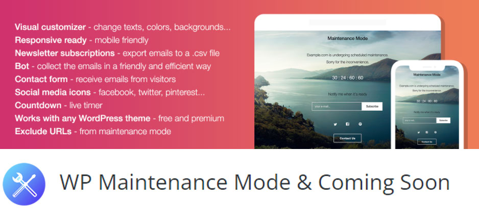 دانلود افزونه تغییر صفحه تعمیر وردپرس - WP Maintenance Mode
